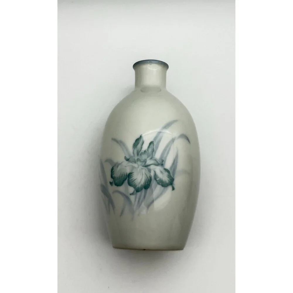 Otagiri Hand Crafted Original Japan Blue Iris Floral Ceramic Bud Vase